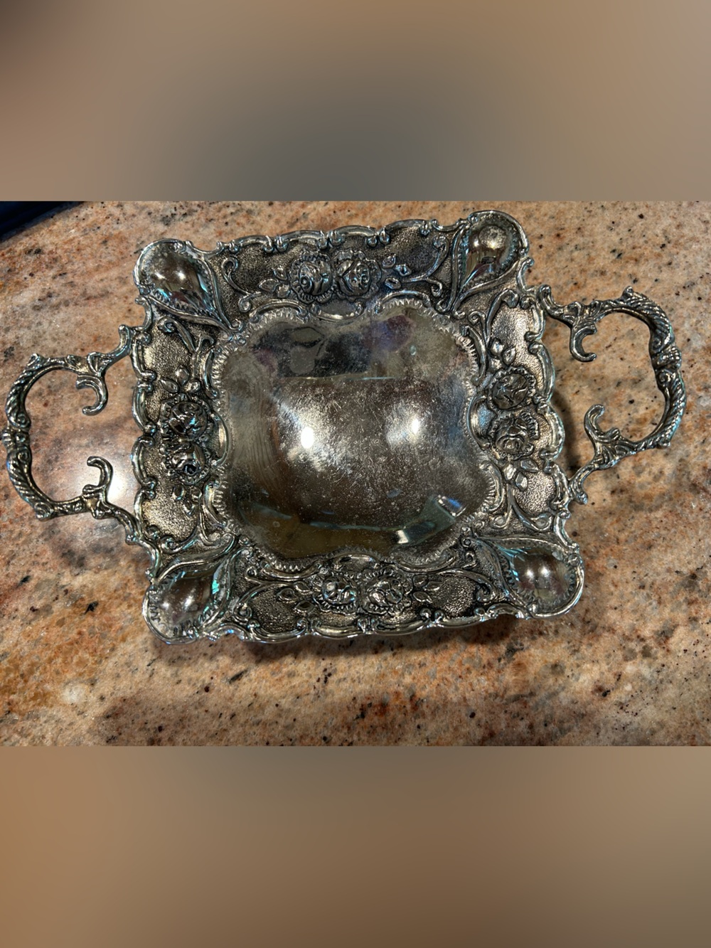 Godinger Silver Art Company Vintage Silver Plated Rosebud Dish 6”w/Feet